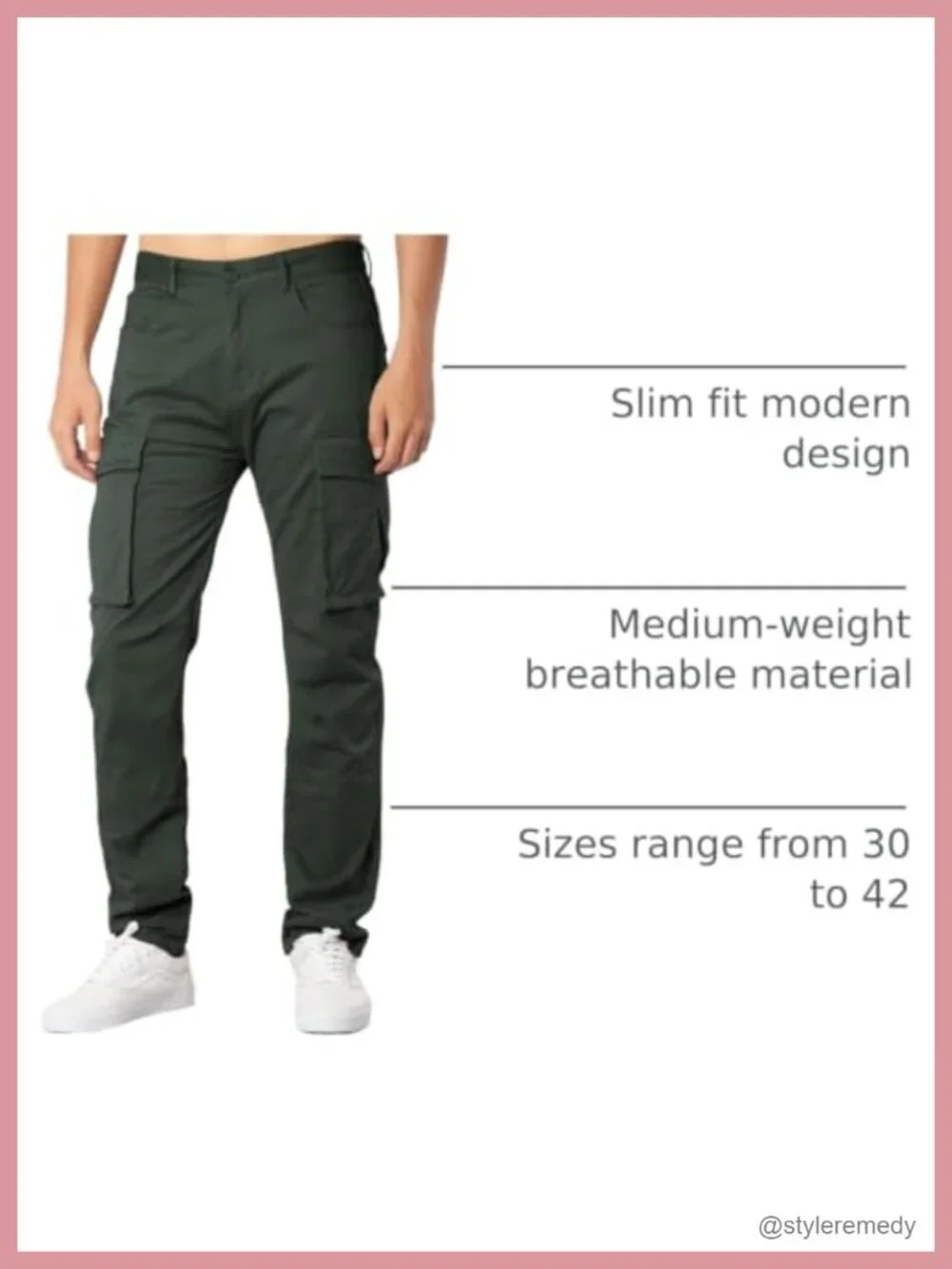 Men's Slim Fit Cargo Pants 100% Cotton Casual Work Everyday Wear
